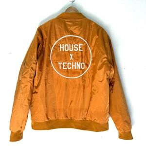 CRSSD House x Techno Satin Bomber Jacket Men's Size Large Gold Festival EDM Rave